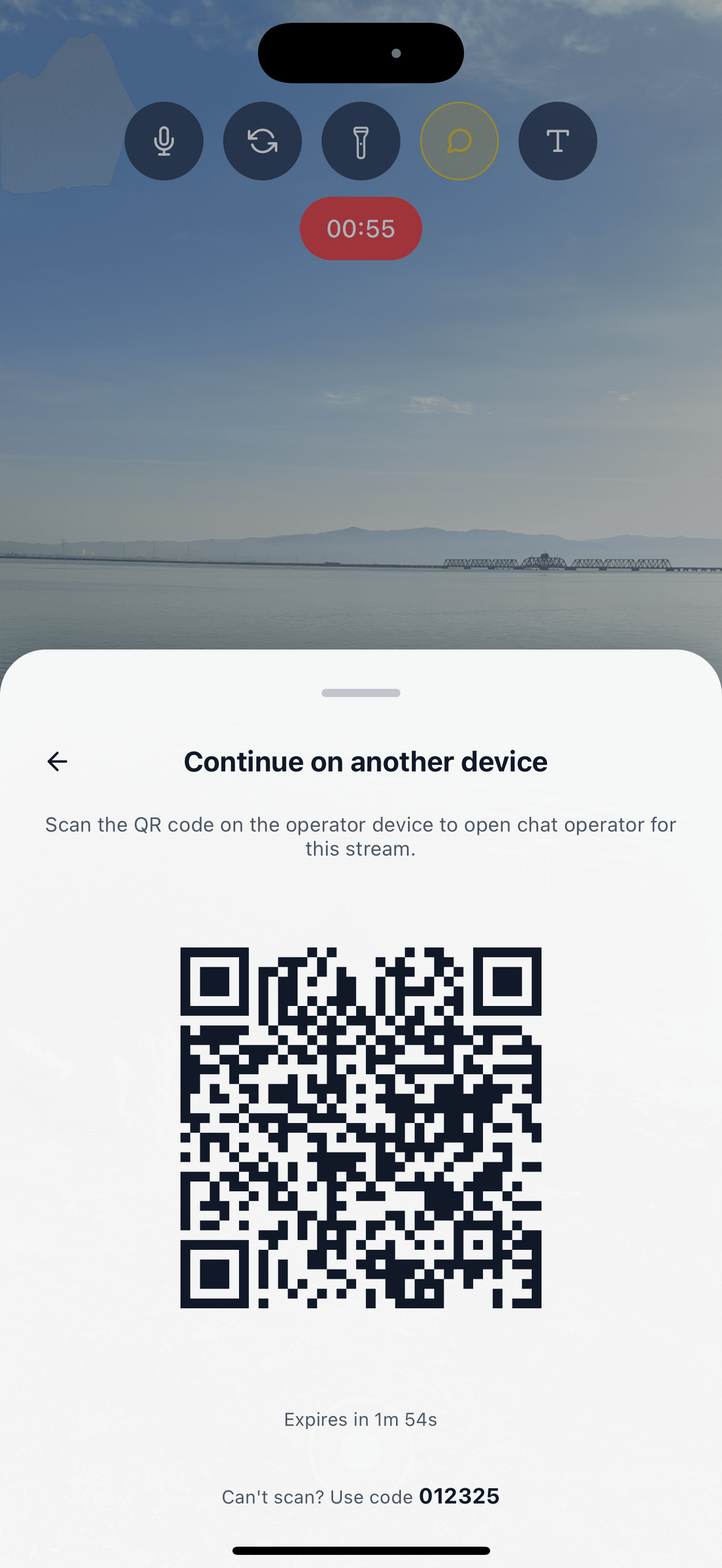 Scan QR code from second device